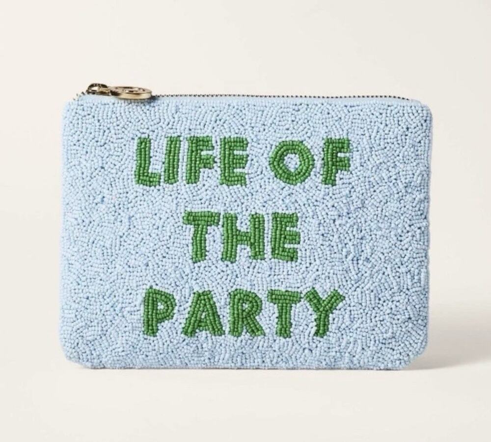 Kate Spade New York x Life of The Party Beaded Clutch Blue & Green Limited Ed